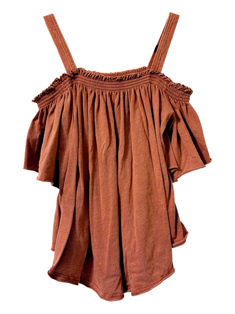 We The Free Darling Rust Off The Shoulder Flowy Top Cold Shoulder Boho Size XS